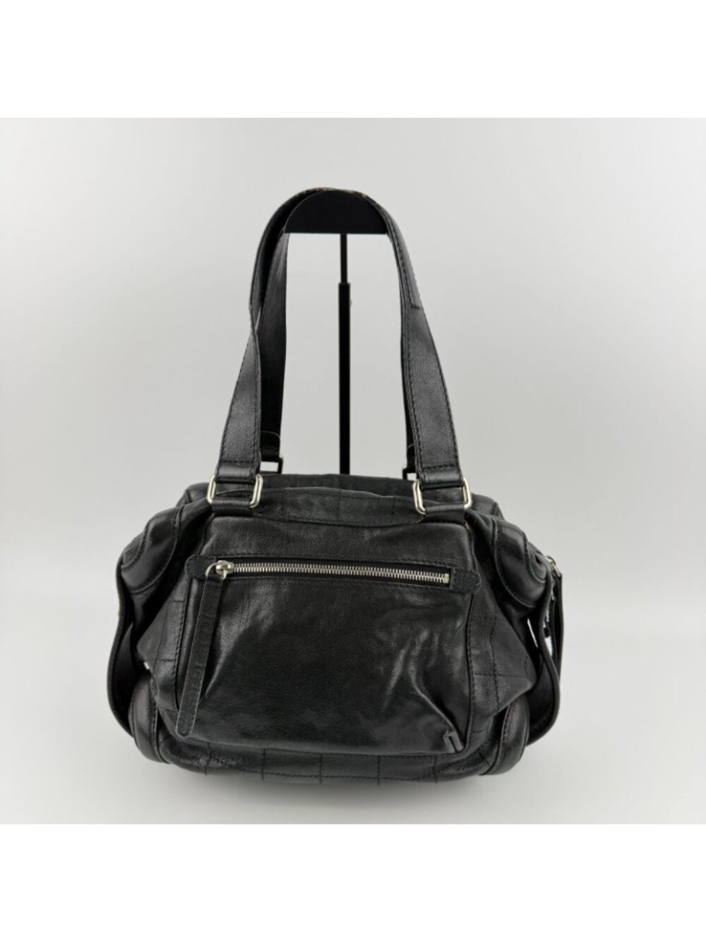 ★SOLD★ Chanel CC Logo Shoulder Bag Tote Black Leather 11 Vintage - Picture 3 of 15